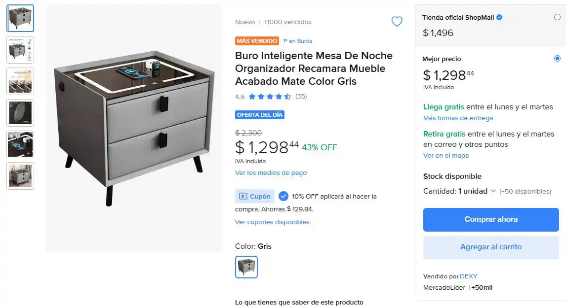 Image from Ofertones México : ¡RENUEVA TU ESPACIO CON EL BURO INTELIGENTE! ✅CON CUPÓN✅ MercadoLibre:...