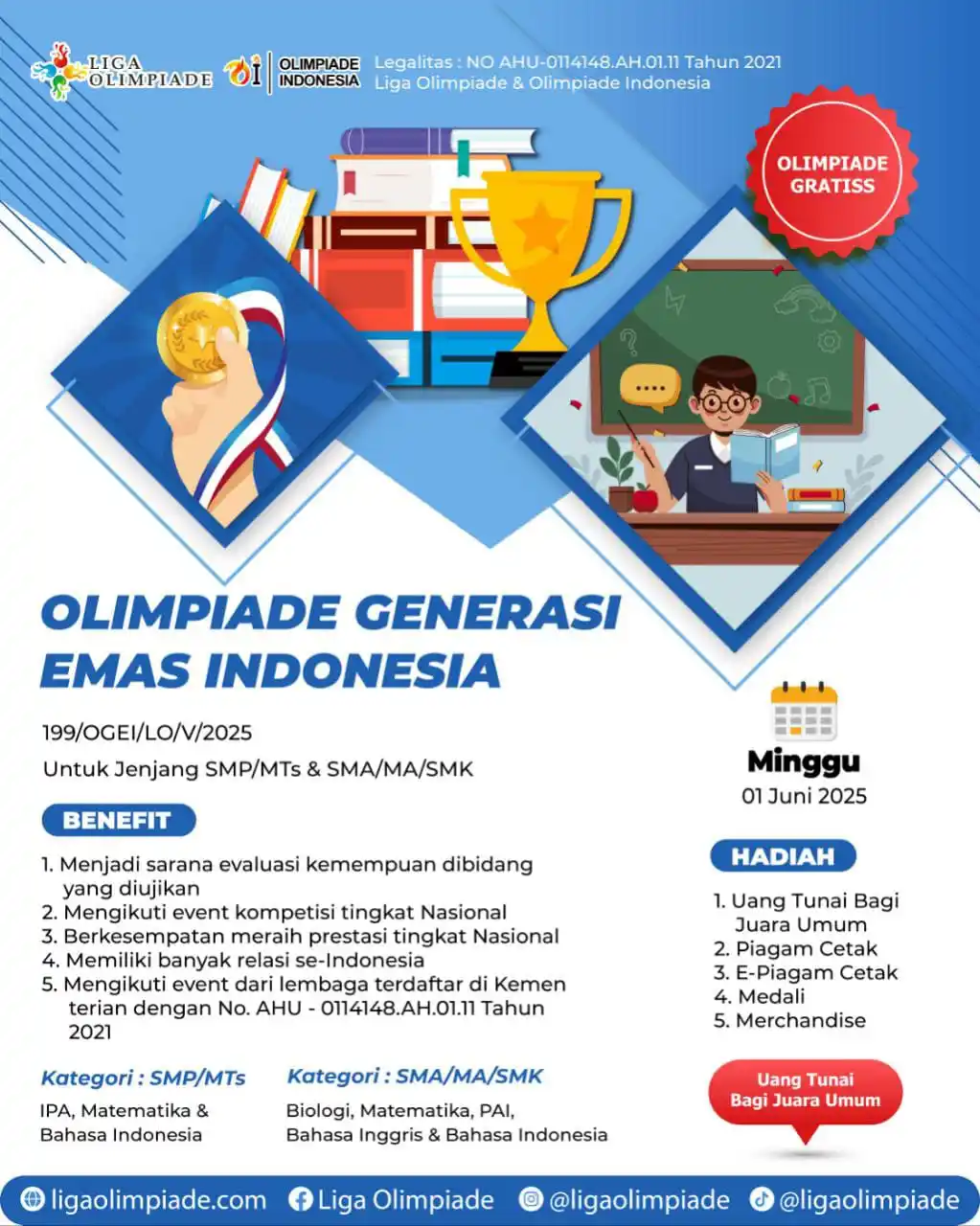 Image from LIGA OLIMPIADE: 🤩🥳𝙍𝙞𝙗𝙪𝙖𝙣 𝙥𝙚𝙡𝙖𝙟𝙖𝙧 𝙠𝙚𝙧𝙚𝙣 𝙪𝙙𝙖𝙝 𝙙𝙖𝙛𝙩𝙖𝙧! 𝙆𝙖...