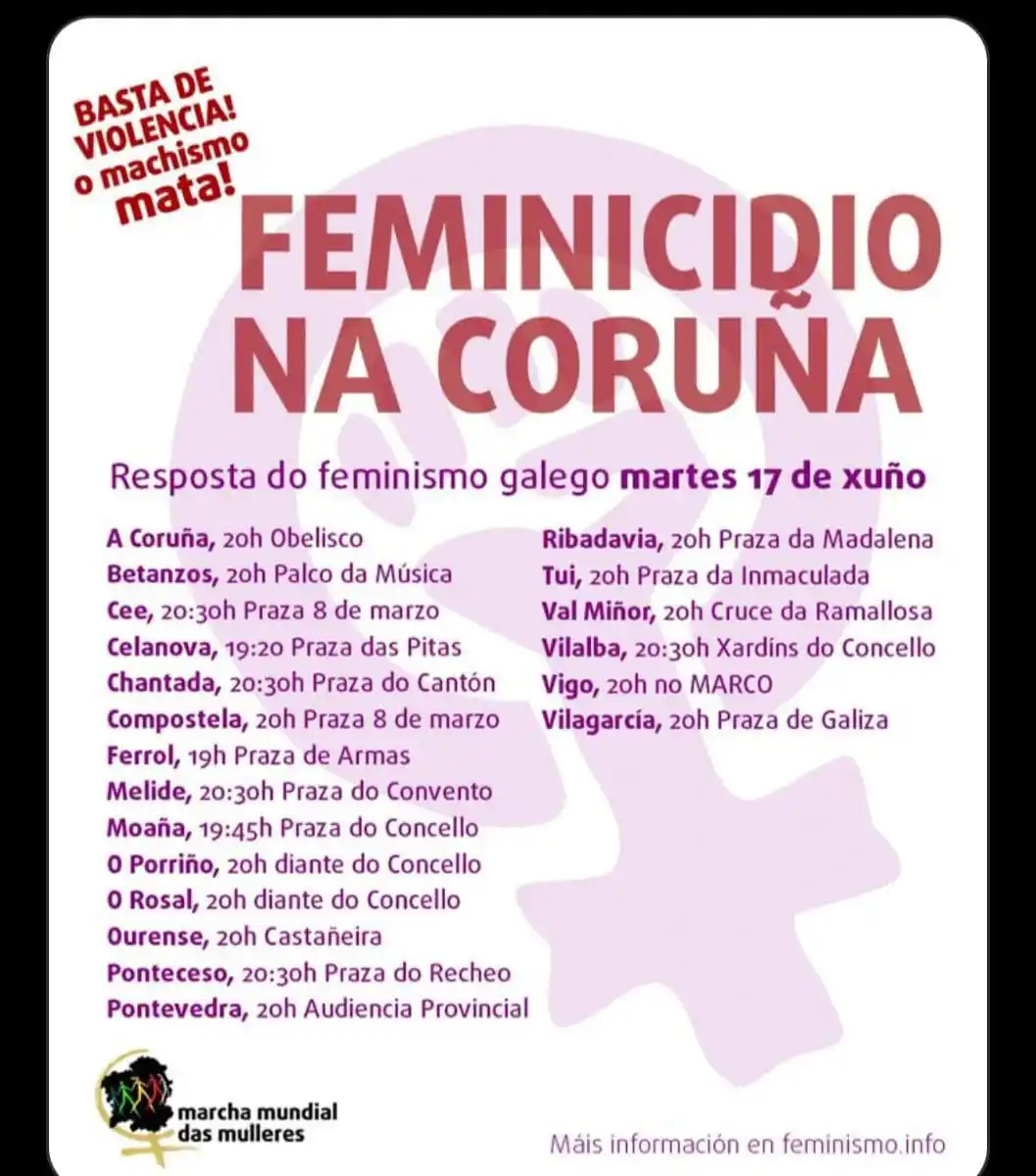 Image from Concello do Rosal: ⚫ Saímos de novo as rúas para condenar un novo feminicidio na Coruña, ...