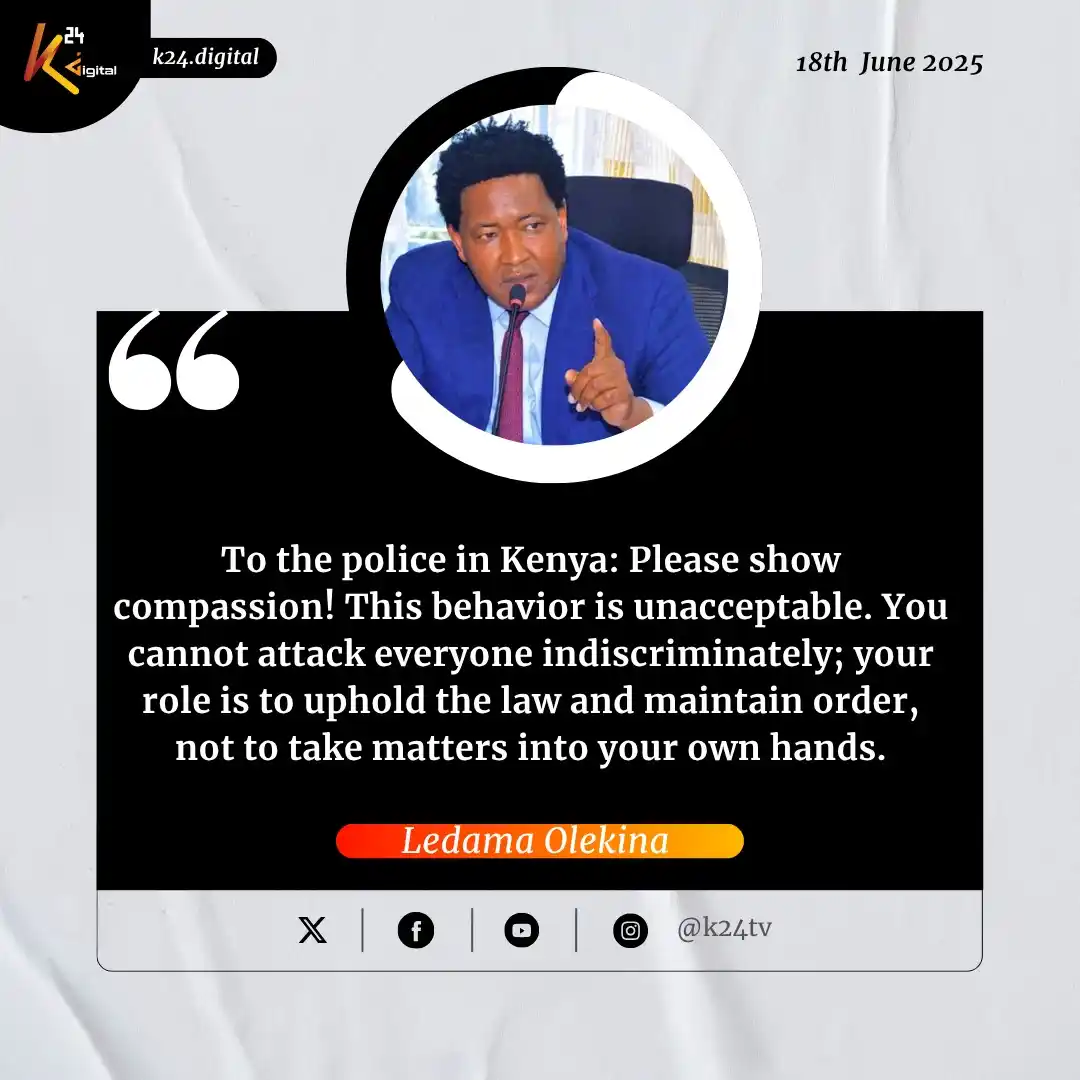 Image from K24TV: Sen.Ledama Olekina: To the police in Kenya: Please show compassion! Th...