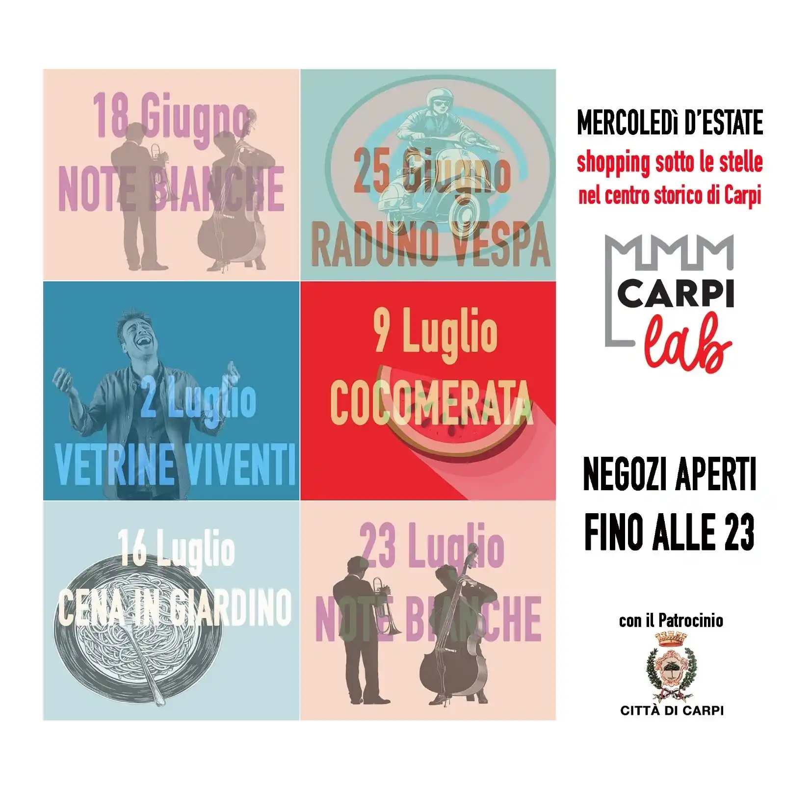 Image from Città di Carpi: eventi: 🤩 Tornano i *MERCOLEDI D'ESTATE* nel centro storico di Carpi!  a cura...