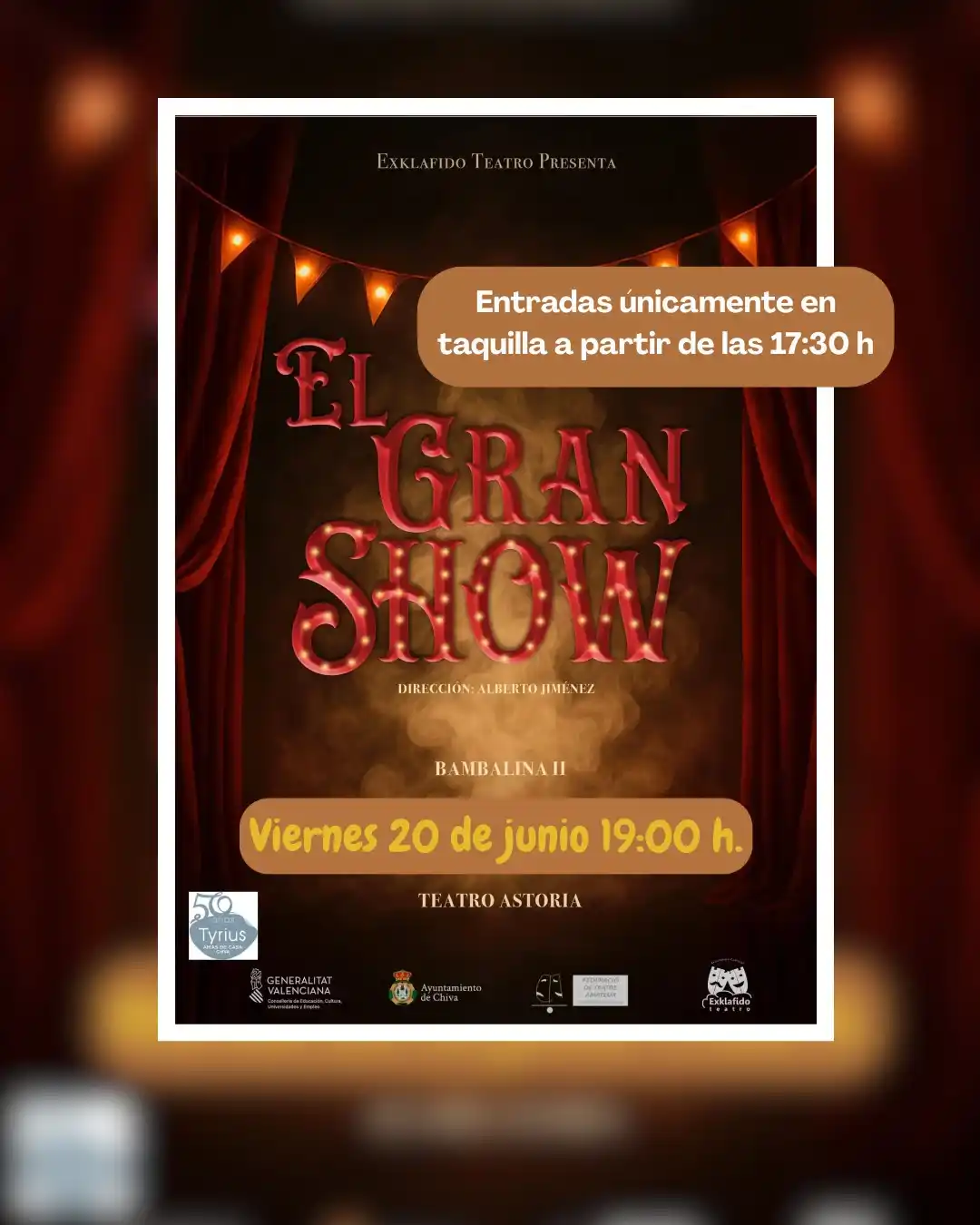 Image from Urbanizaciones y diseminados - Ayuntamiento de Chiva: 🎭✨ ¡Vuelve El Gran Show a Chiva!  La compañía Exklafido Teatro nos in...