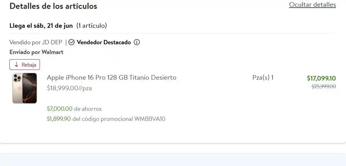 Image from Ofertones México : Walmart: Apple iPhone 16 Pro 128 GB Titanio Desierto  👉Ver Oferta: ht...