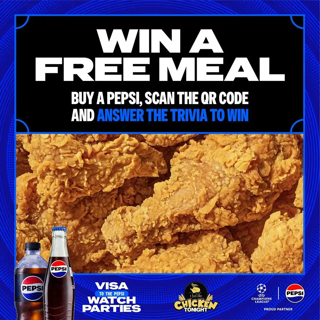 Image from Crown Beverages Limited: We are giving you a free meal 😂  Buy a Pepsi , Scan , Ace the Trivia ...