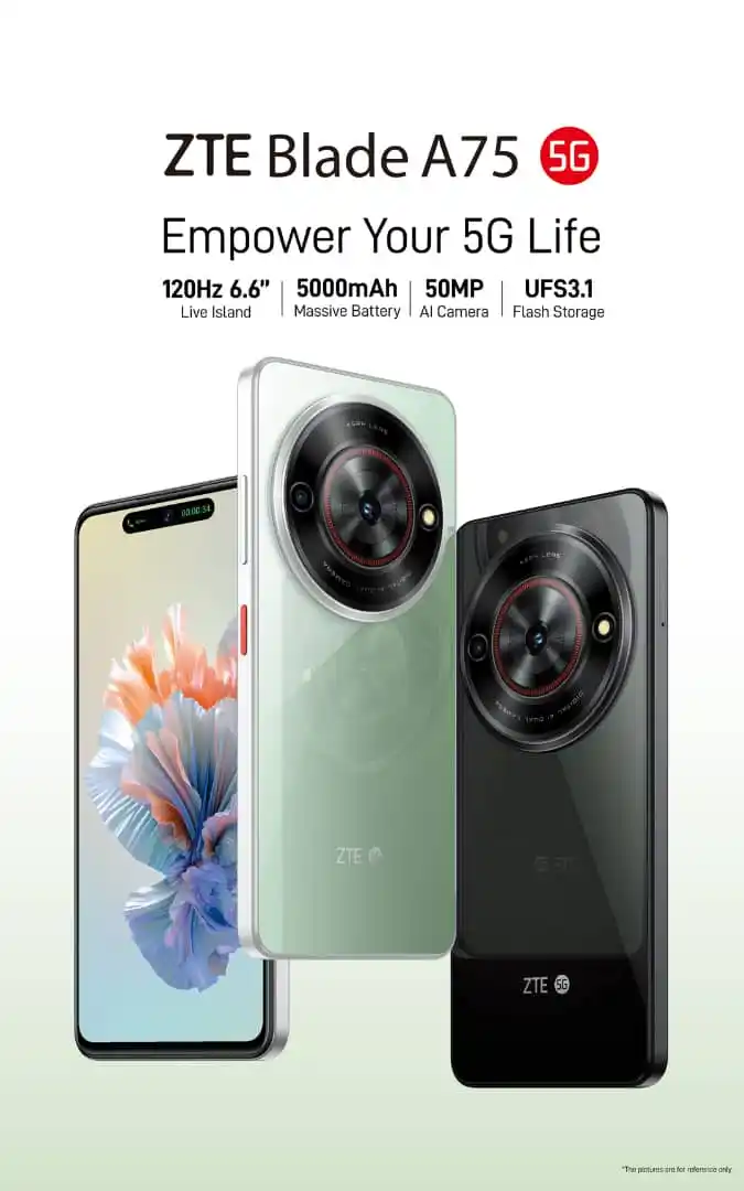 Image from VILLAGE TECH: *A75 5G (128Gb) ZTE BLADE 8MP* 🪨Display features icon:6.56" IPS TFT...