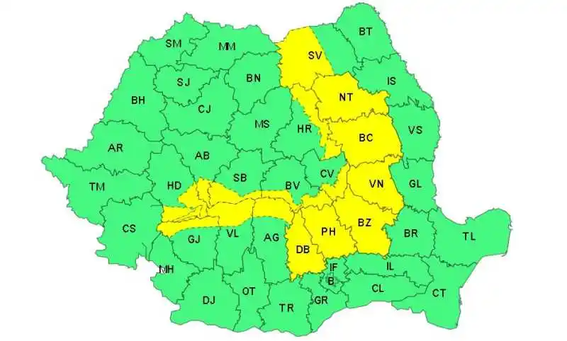 Image from Agerpres: *Administrația Națională de Meteorologie (ANM) a emis, miercuri, o ate...