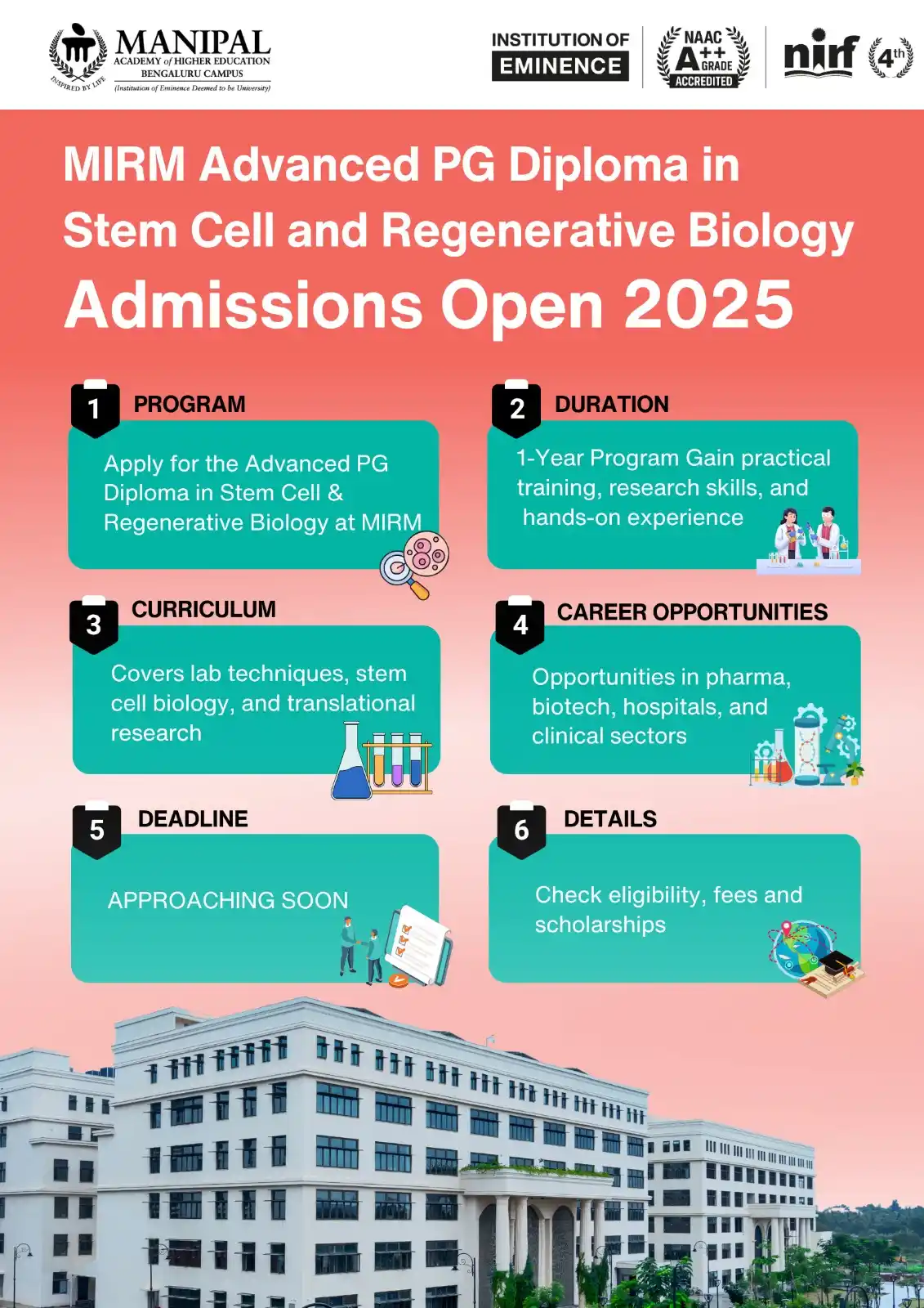Image from Biotecnika Official ( Biotech, Biology Jobs Exams, Scholarship, Internship): *🚨 Admissions Open – Advanced PG Diploma in Stem Cell &* *Regenerativ...