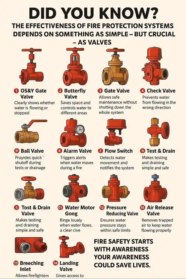 Image from Piping Engineering World: Fire Protection Valves: Functions & Awareness  Here are 14 essential v...