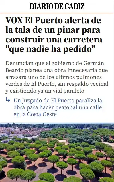 Image from VOX El Puerto de Santa María: 🗣️ Fito Carreto: “Esta obra es innecesaria, esta inversión se podría ...