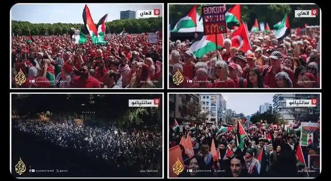 Image from İLAHİYAT HABER: Gazze’ye destek için Endonezya, Şili ve Hollanda’da gösteriler düzenle...