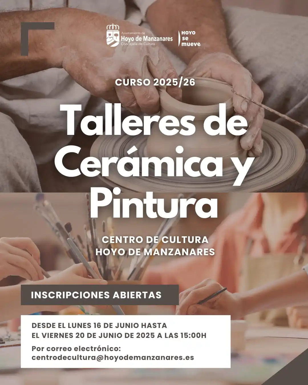 Image from Hoyo de Manzanares Actualidad: INSCRIPCIONES TALLERES DE CERÁMICA Y PINTURA El próximo lunes, 16 de...