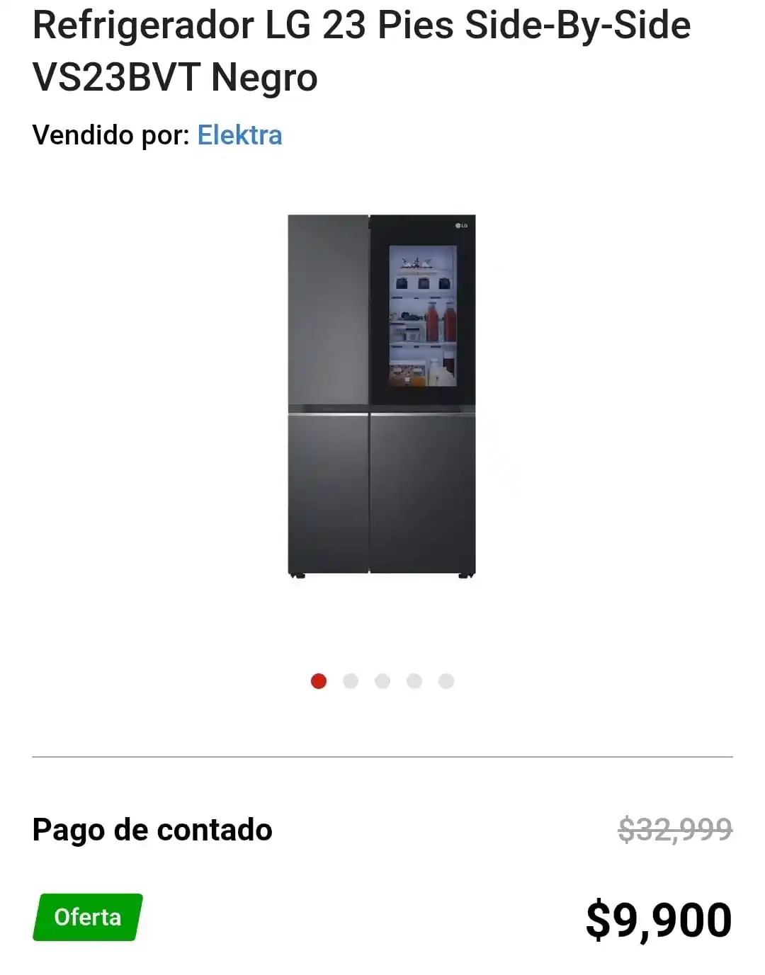 Image from DTMOfertas: 🔥OFERTÓN 🔥  Refrigerador LG 23 Pies Side-By-Side VS23BVT Negro  -70%...