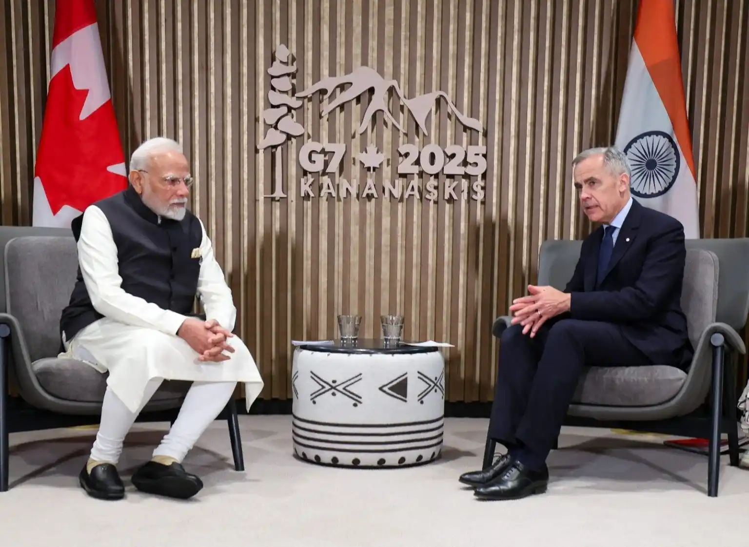 Image from DD News: Prime Minister Narendra Modi held a bilateral meeting with Canadian Pr...