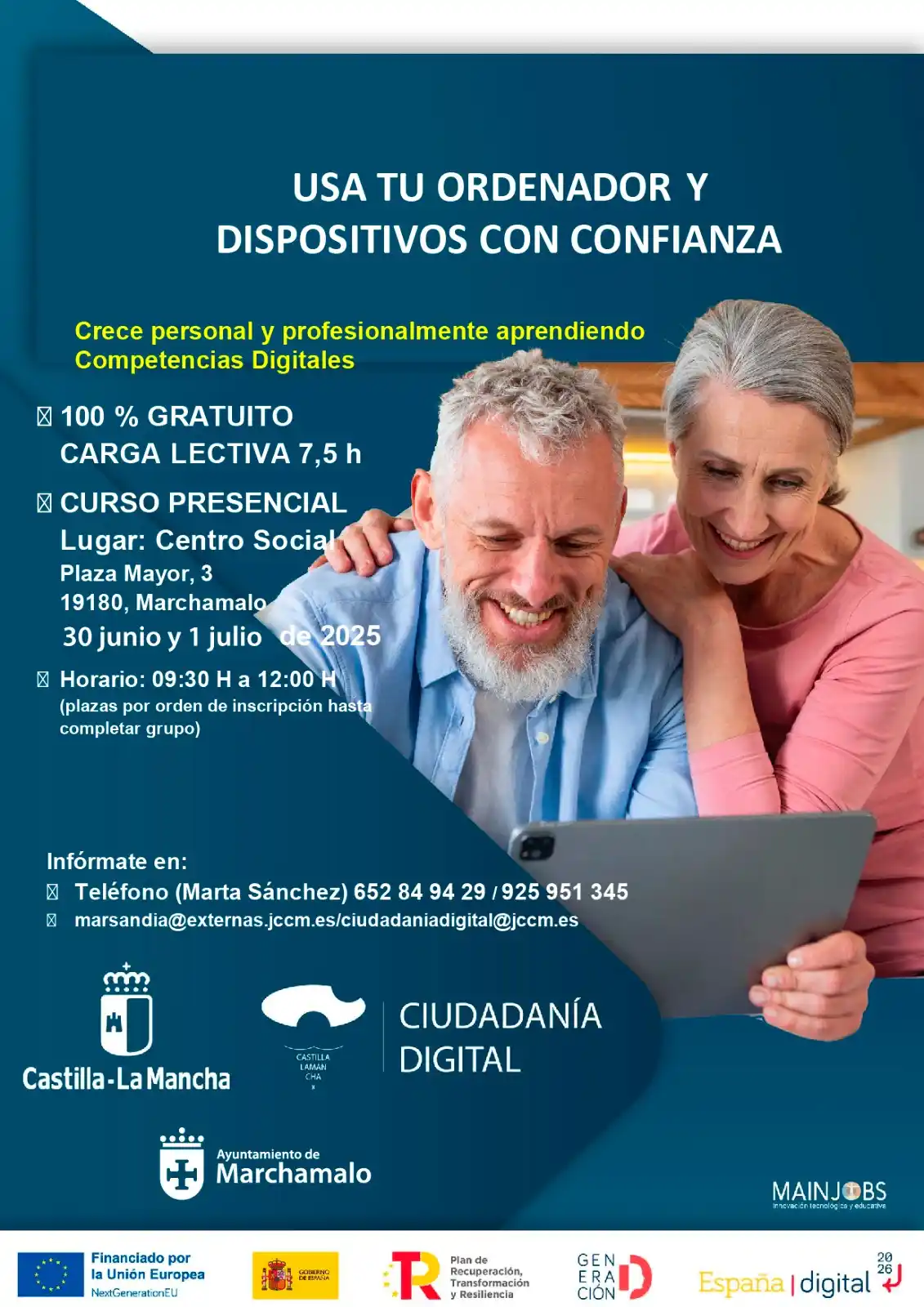 Image from Ayuntamiento de Marchamalo: 🔊 TALLER GRATUITO DE COMPETENCIAS DIGITALES 📅 30 de junio y 1 de jul...