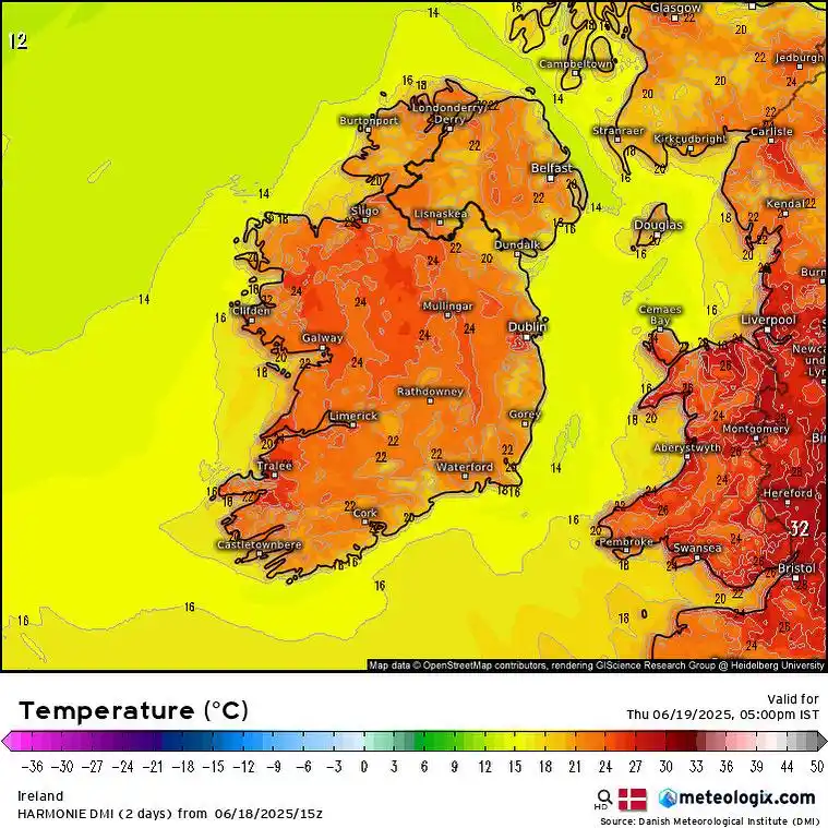 Image from Weather Alerts Ireland: 🔥 28°C forecast tomorrow! 🔥 Tomorrow will see temperatures rise int...