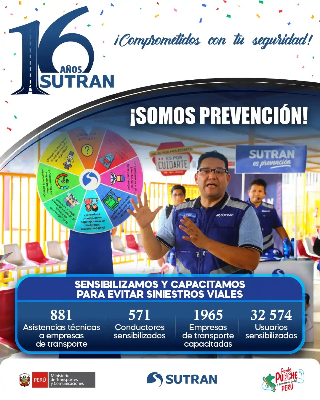 Image from Sutran Perú: 📢 A lo largo de estos 16 años, trabajamos por la seguridad de todos l...