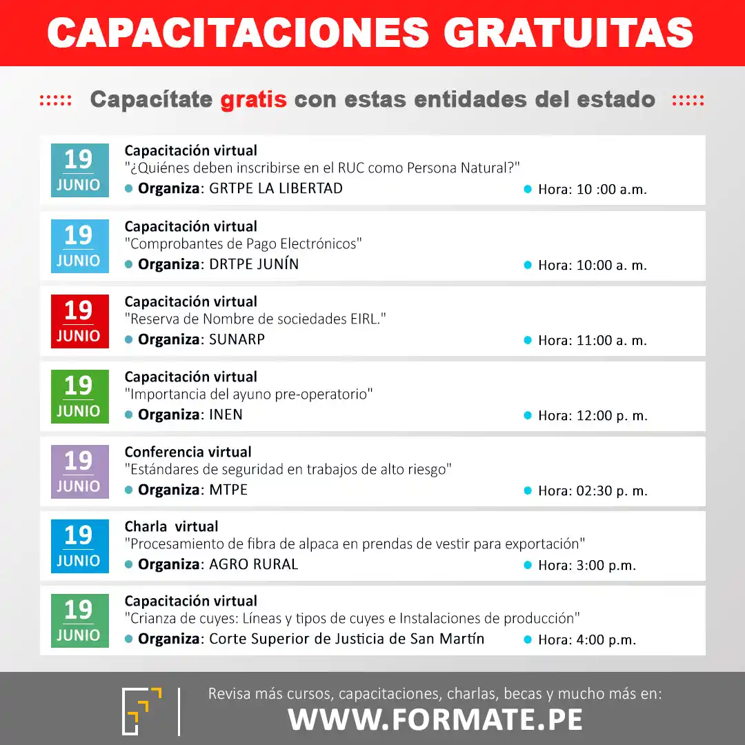 Image from Convocatorias de Trabajo 🇵🇪: 📣 ATENCIÓN !!! 🇵🇪 🔵 Participa en las próximas capacitaciones desar...