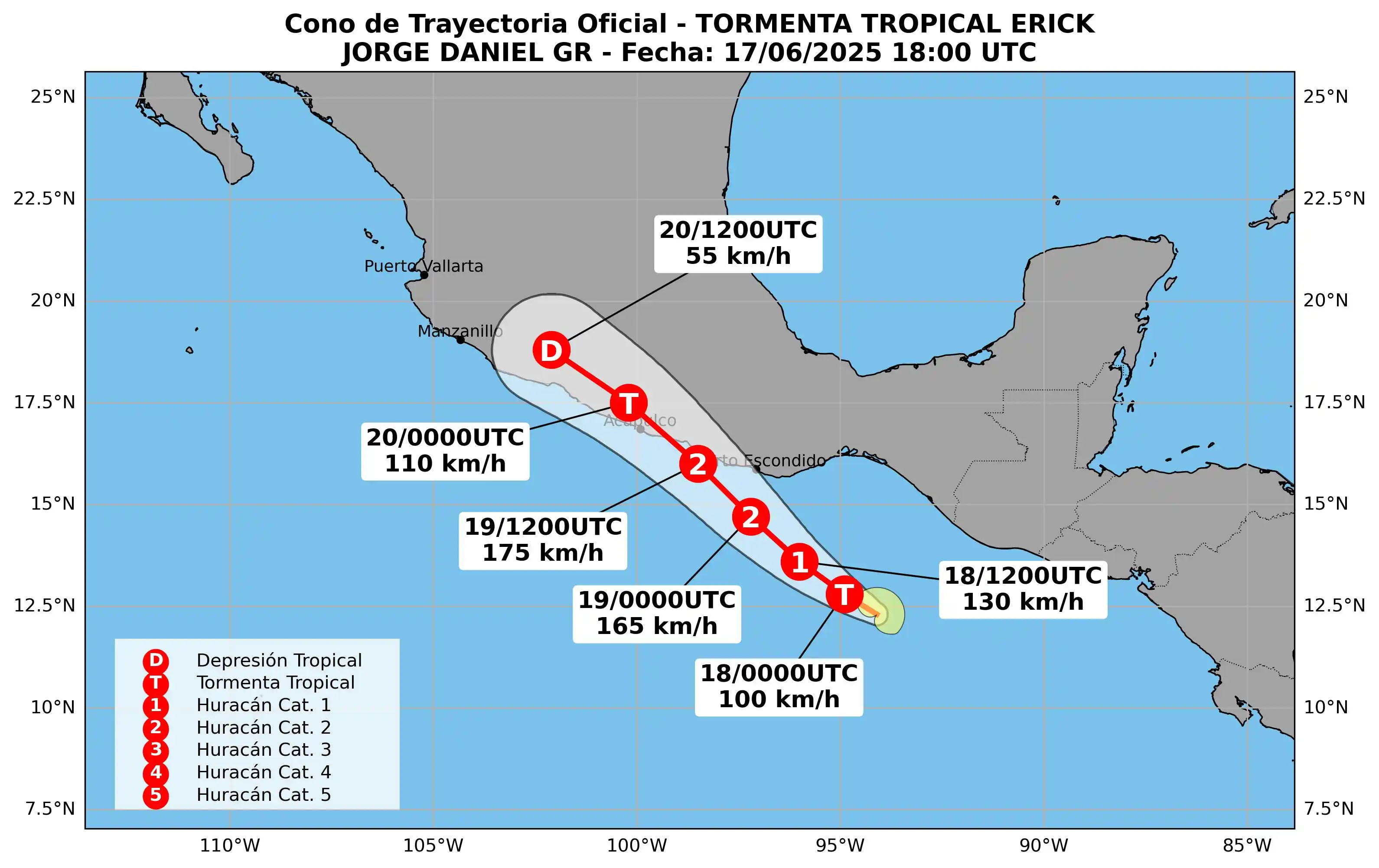 Image from MeteoInfo: ***AVISO DE CICLÓN TROPICAL*** ⏰17-06-2025 | 19:00 UTC ✍🏻: Jorge Da...