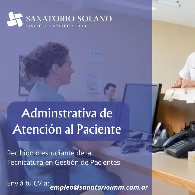 Image from Ofertas Laborales: 🔎 Búsqueda Laboral – Gestión de Pacientes  Si estás estudiando o te r...