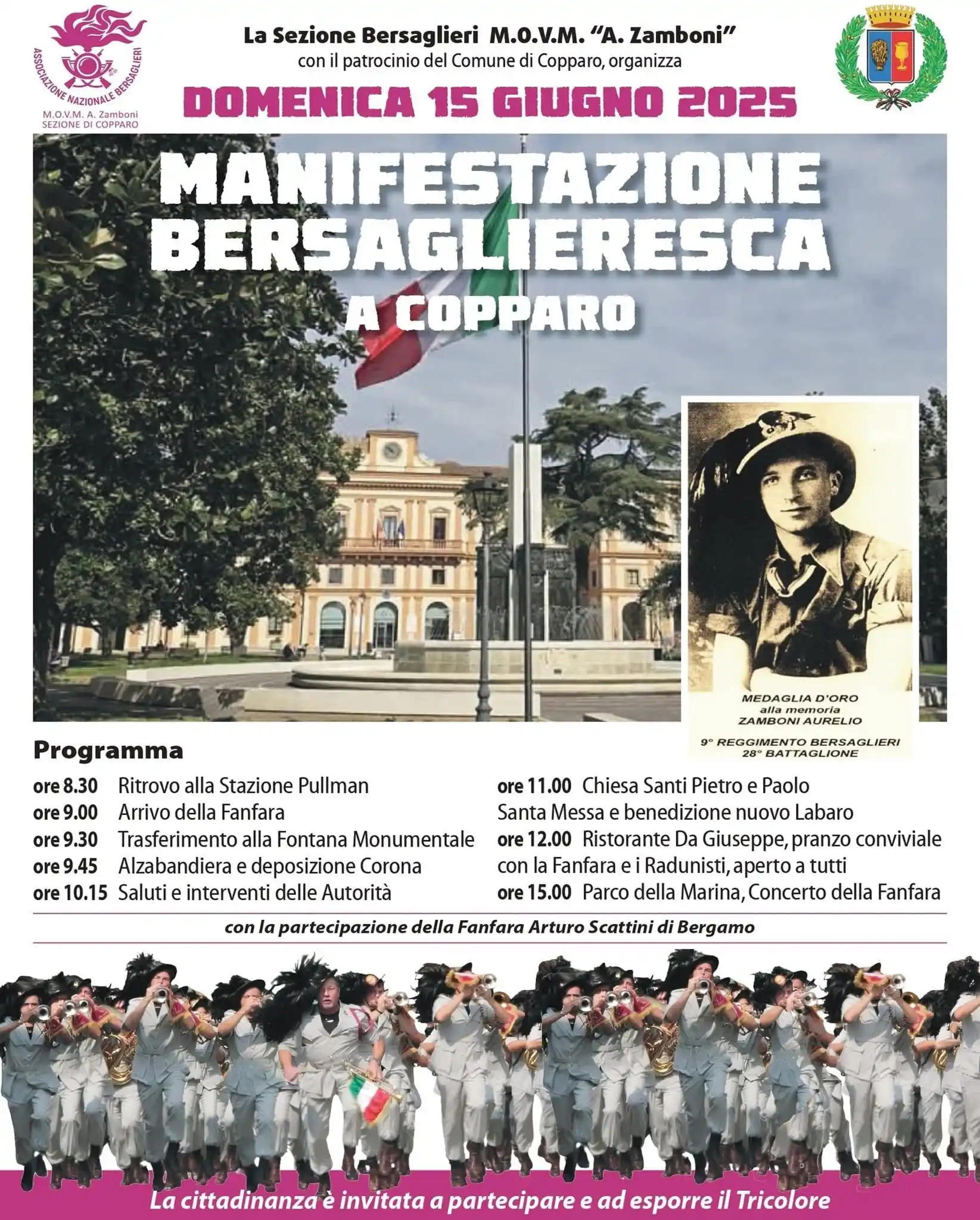 Image from Comune di Copparo: ‼️ Copparo celebra il 189° anniversario dei Bersaglieri ospitando dome...