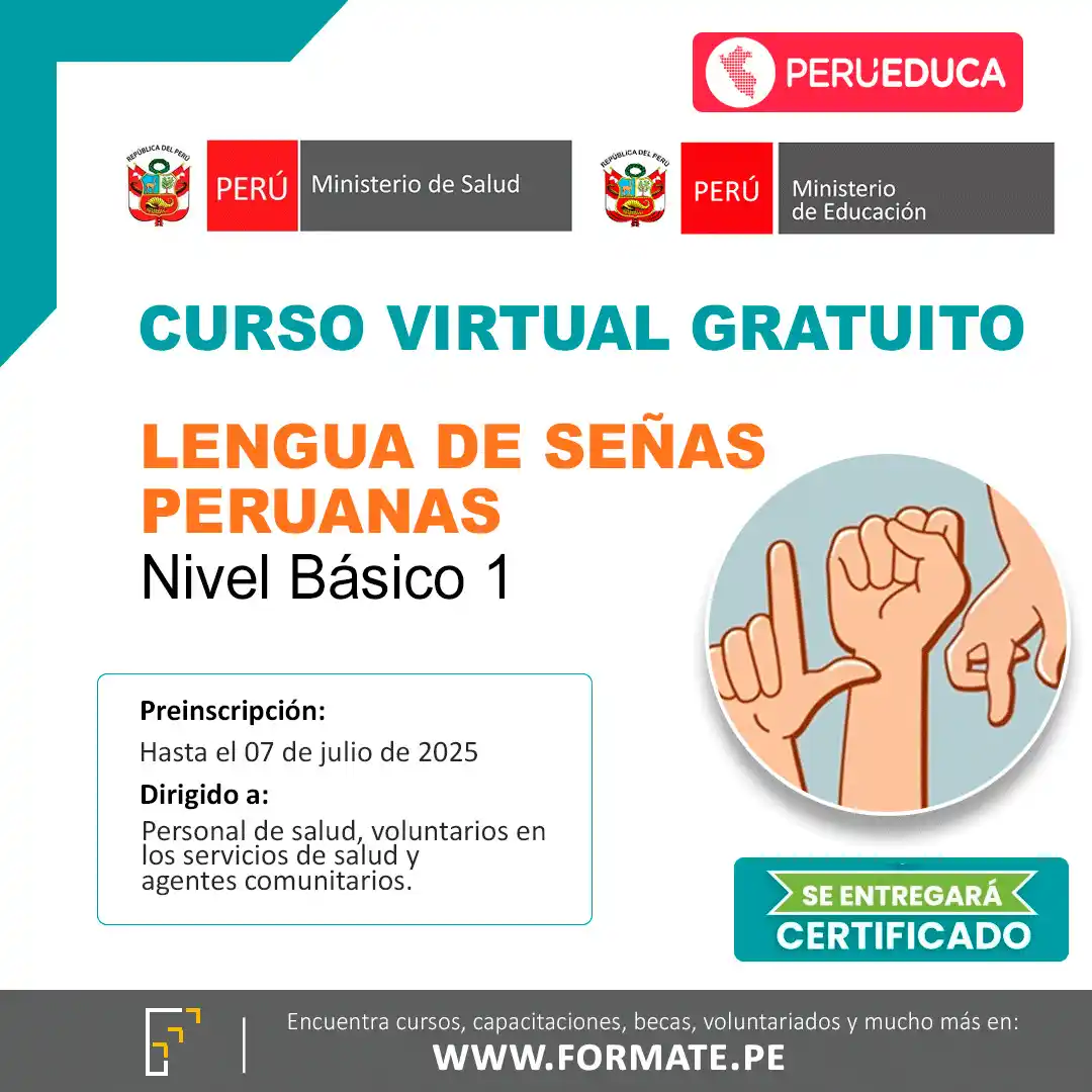 Image from Convocatorias de Trabajo 🇵🇪: 📢 ¡Curso virtual gratuito! Dirigido al personal de salud, voluntarios...