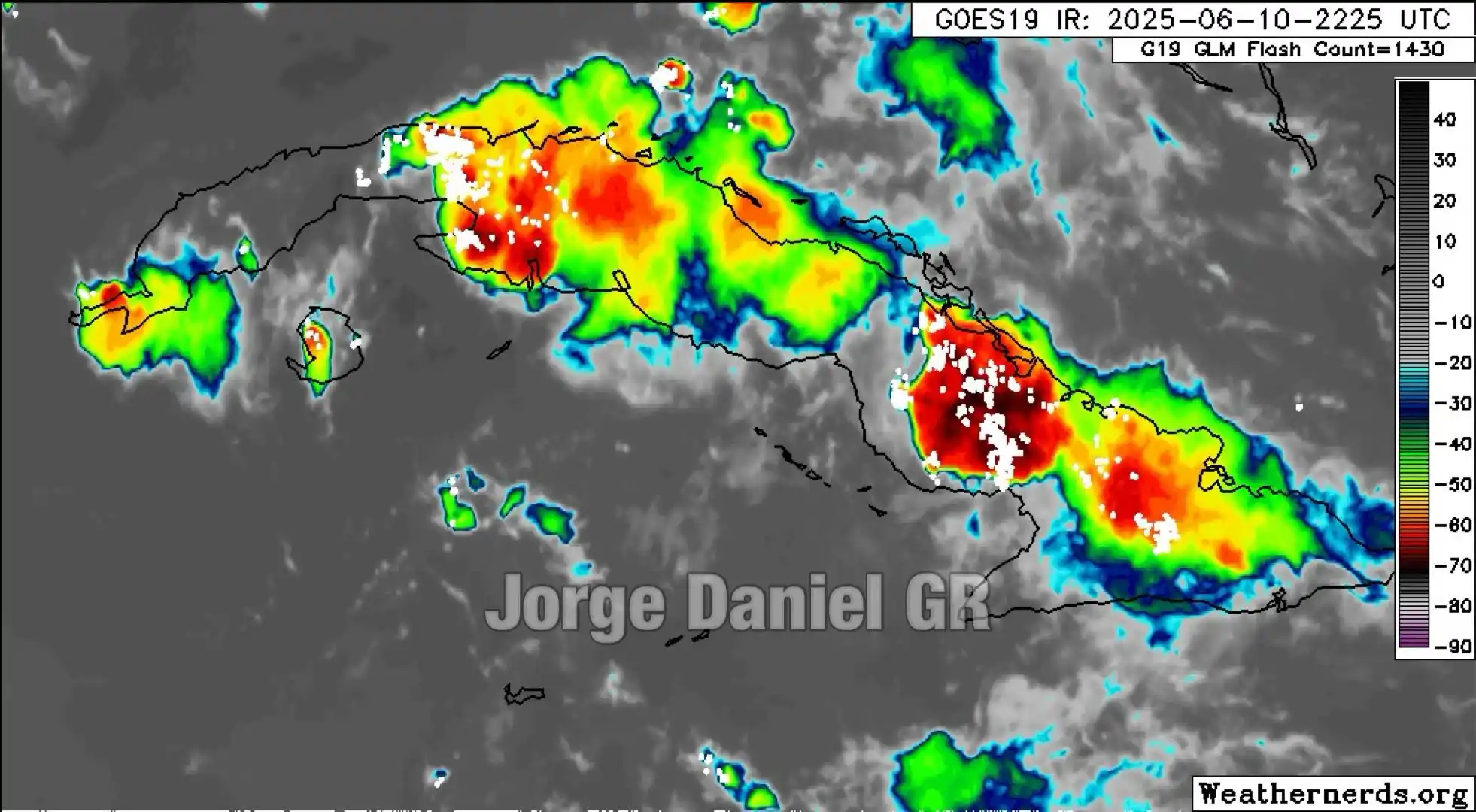 Image from MeteoInfo: 📍⛈️Durante la tarde de hoy se han reportado chubascos, lluvias y torm...