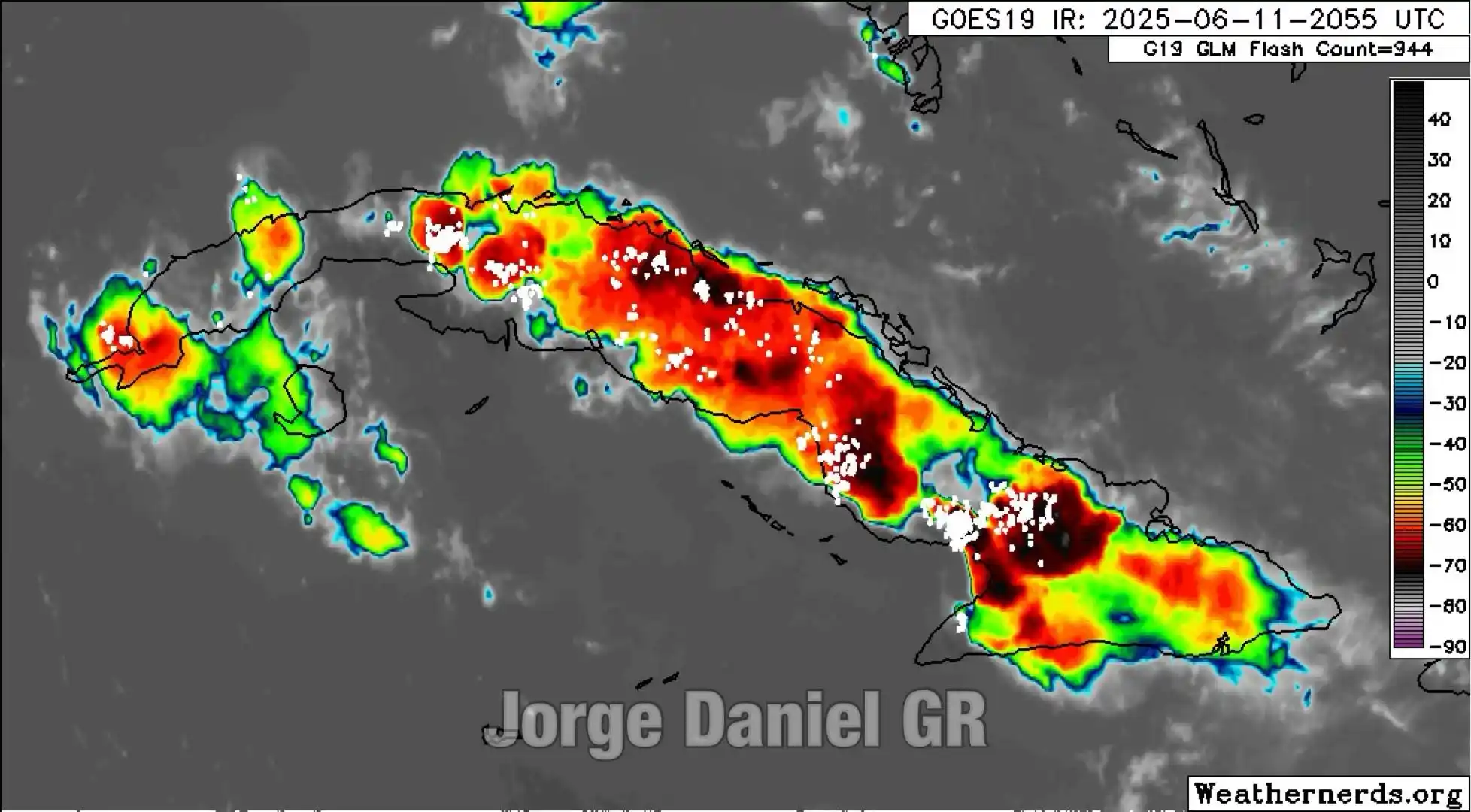 Image from MeteoInfo: 📌⛈️Durante la tarde de hoy se han reportado numerosos chubascos, lluv...