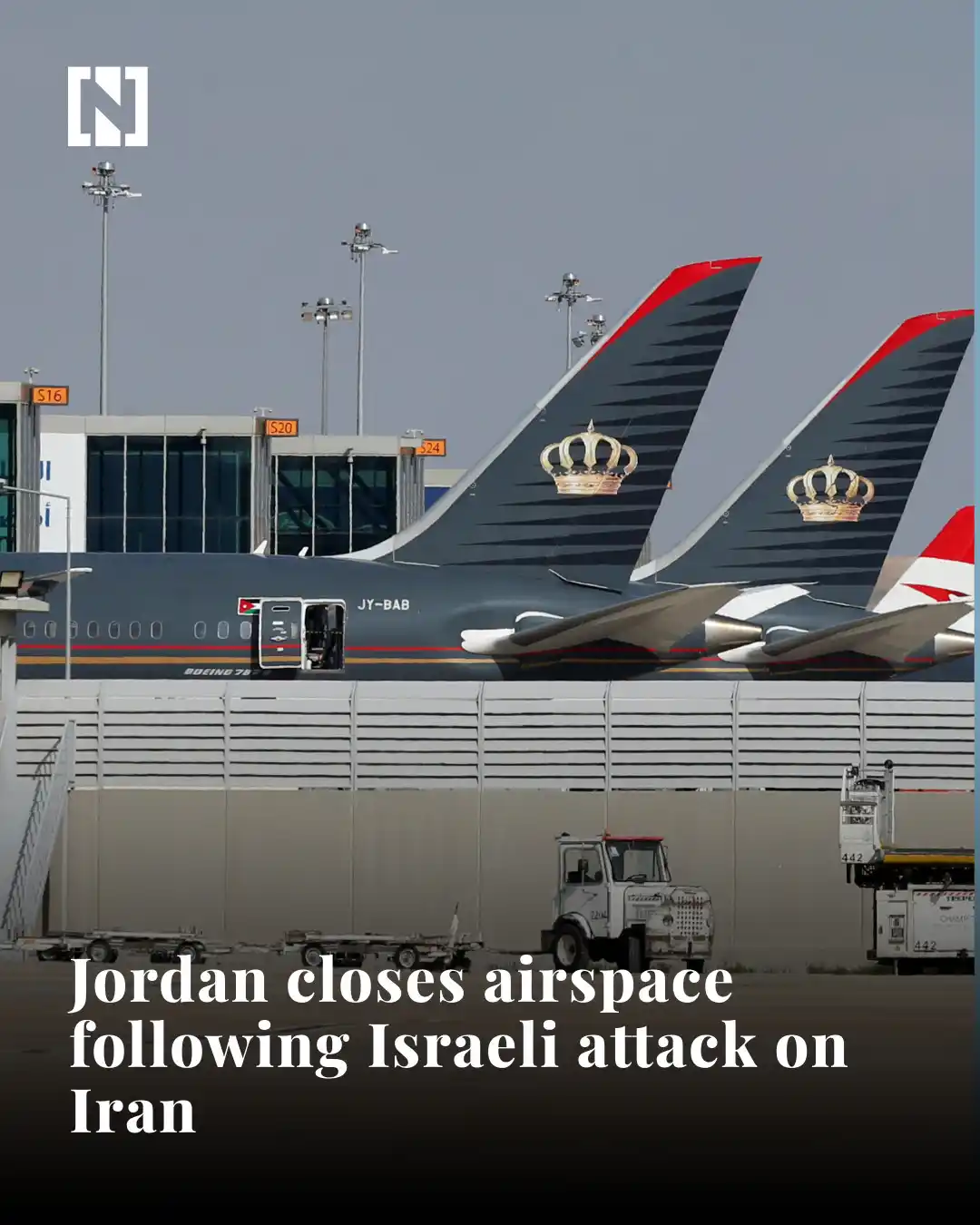 Image from The National News : Jordan closed its airspace Friday morning, following Israel’s strikes ...