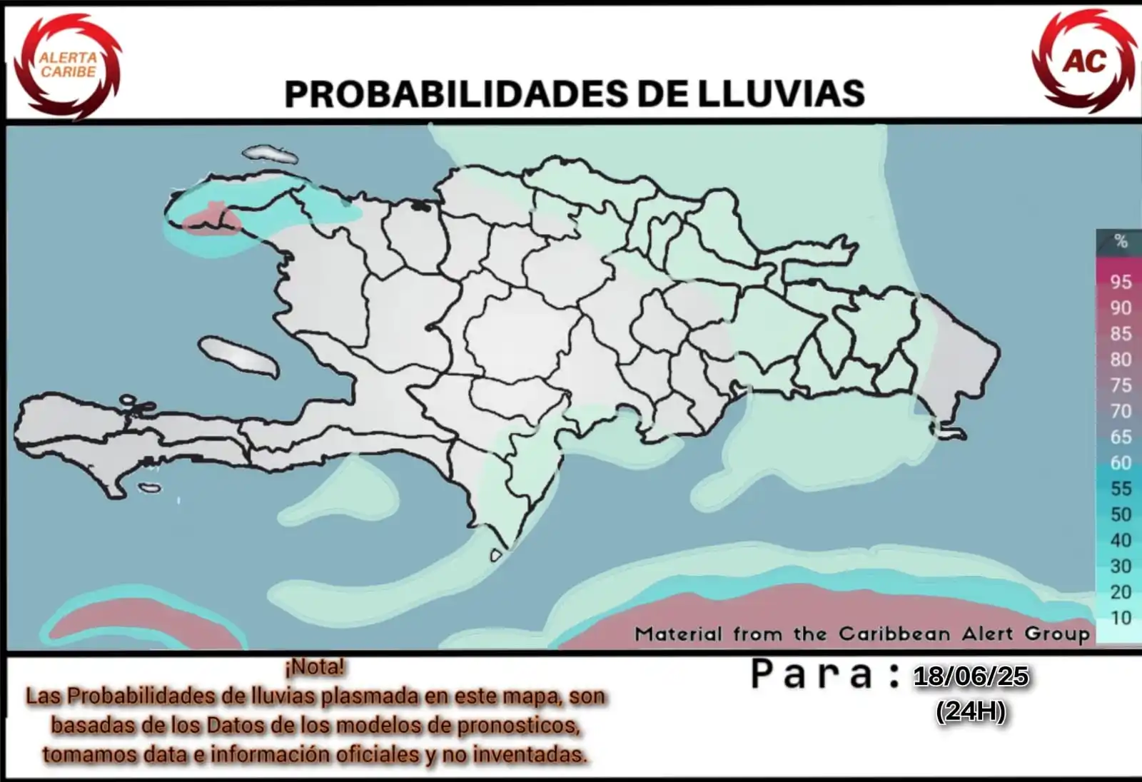 Image from Alerta Caribe 🌪️🚨🌩️: *Las lluvias de hoy se presentarán mayormente de forma de chubascos pa...
