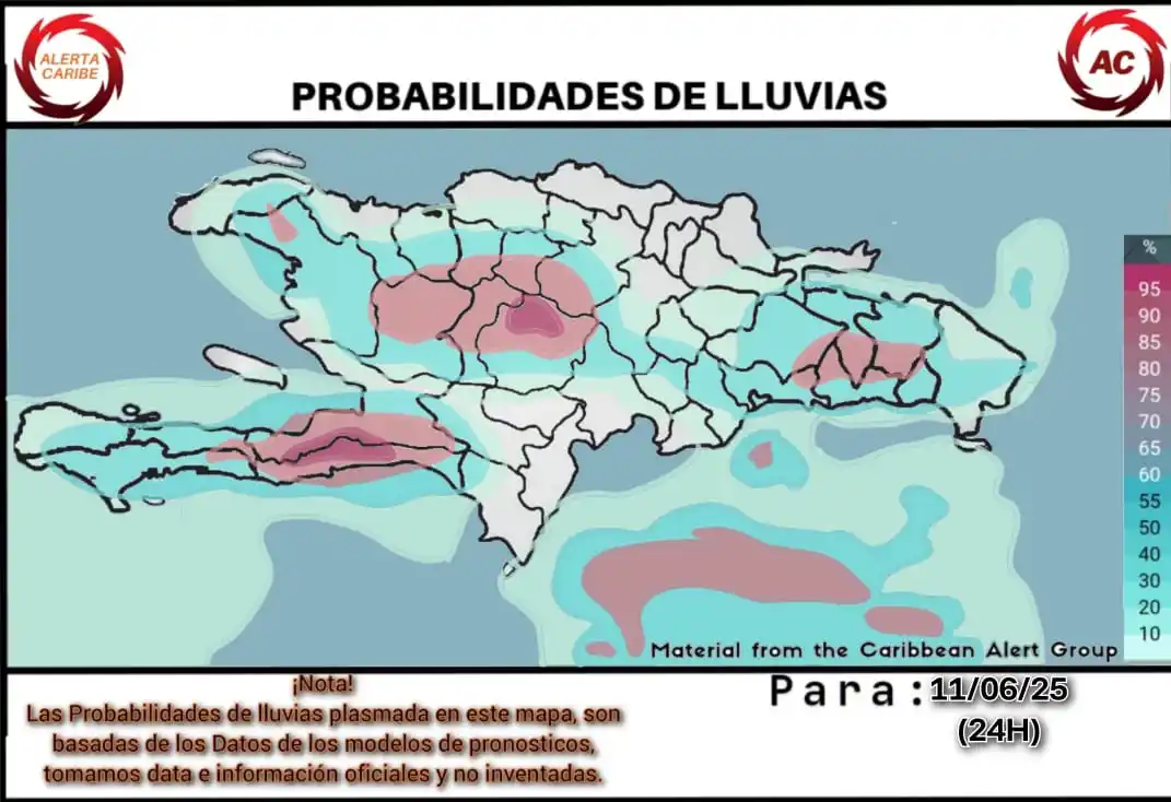 Image from Alerta Caribe 🌪️🚨🌩️: *Las precipitaciones estarán presentes en varias zonas del país, debid...