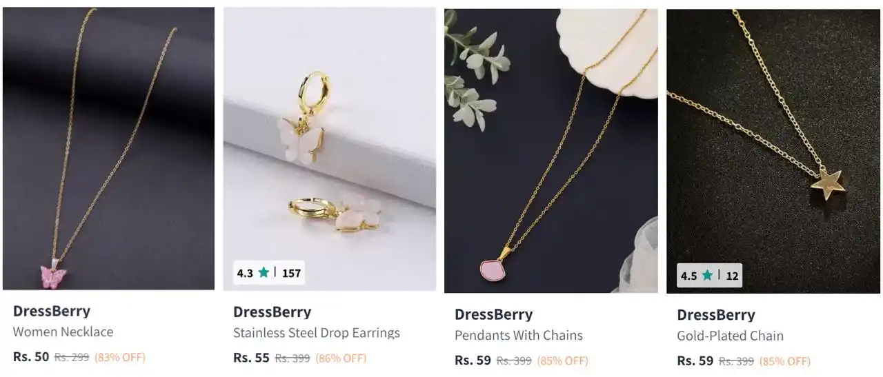 Image from TricksAnyApp Loot Deals & Offers: Myntra : Dressberry Jewellery Starts @50.  Necklace & Chains : https:/...