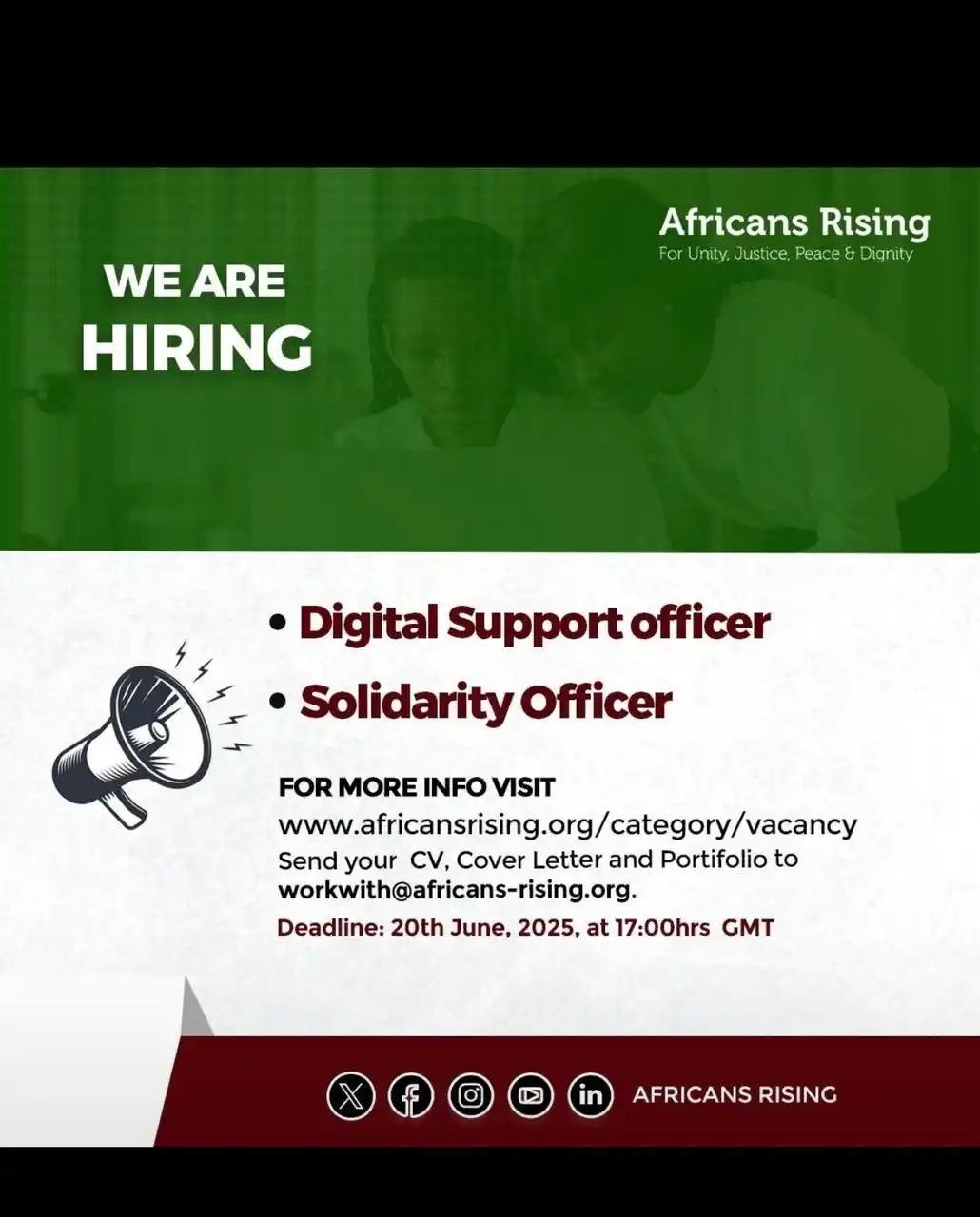 Image from MACADAMS JOB OPPORTUNITIES : New Job Opportunities at Africans Rising We’re hiring in our Pan-Afri...