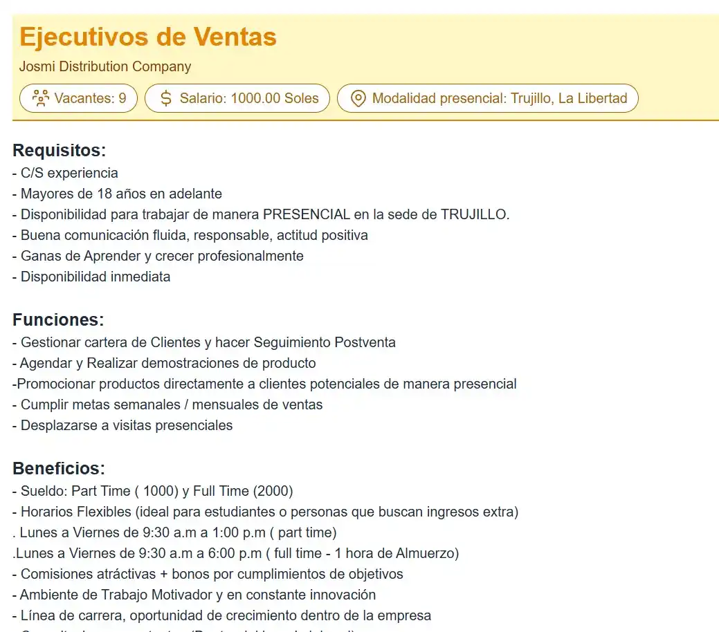Image from Convocatorias de Trabajo 🇵🇪: 🌟𝗡𝘂𝗲𝘃𝗮 𝗼𝗽𝗼𝗿𝘁𝘂𝗻𝗶𝗱𝗮𝗱 𝗹𝗮𝗯𝗼𝗿𝗮𝗹 - SECTOR PRIVADO🌟 ...