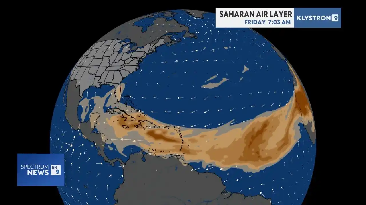 Image from MeteoInfo: 📌🏜️ Polvo del Sáhara en concentraciones leves a moderadas influyendo...