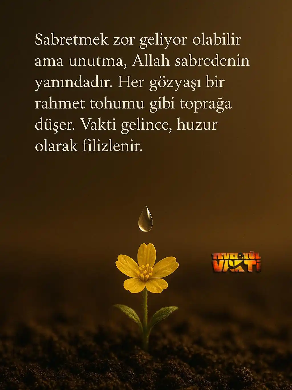Image from Tevekkülvakti: Sabretmek, bazen en ağır yük gibi gelir. Ama bil ki her gözyaşın, topr...
