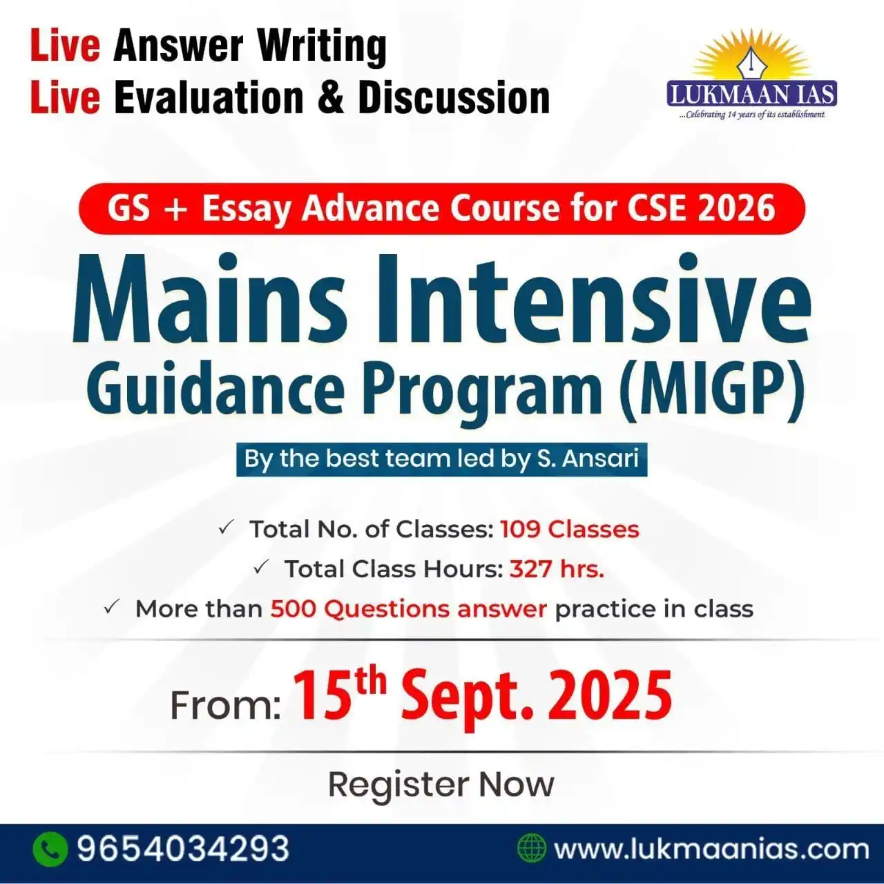 Image from Lukmaan IAS: 🎯 Ace Mains 2026 with Lukmaan IAS! Introducing the Mains Intensive G...