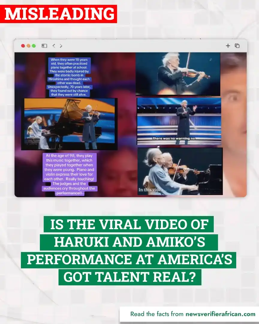 Image from News Verifier Africa: An emotional America's Got Talent duet by “Haruki and Amiko” went vira...