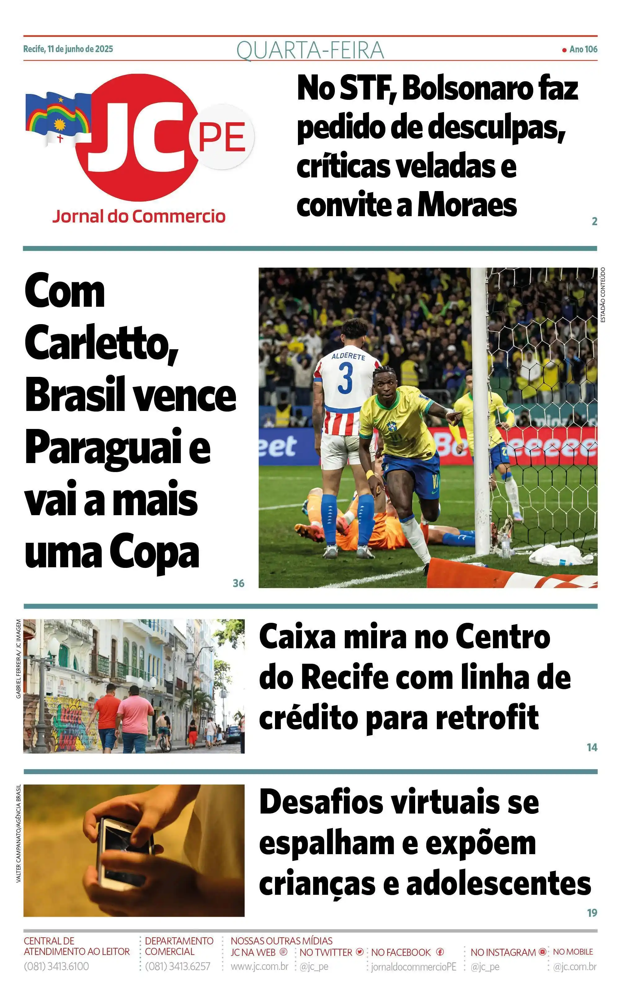 Image from Jornal do Commercio: Bom dia! 🌤️ O JC já chegou na sua porta 🗞️ Na edição desta quarta-f...