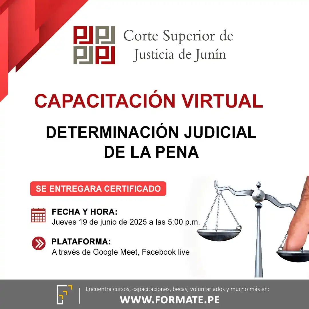 Image from Convocatorias Derecho: Empleos - Prácticas - Capacitaciones: 📢 Capacitación virtual "Determinación Judicial de la pena" de la Cort...