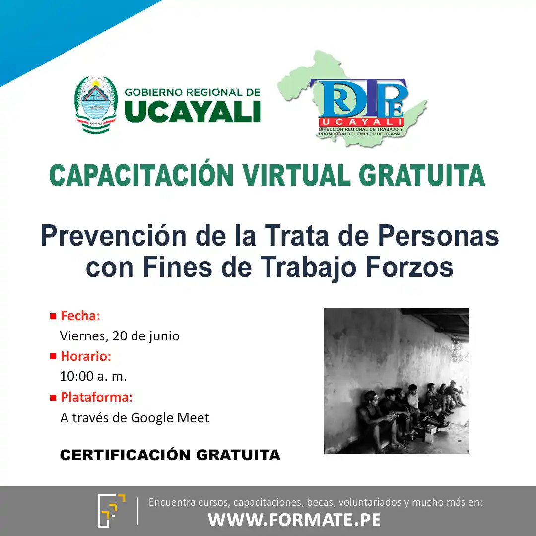 Image from Convocatorias Derecho: Empleos - Prácticas - Capacitaciones: 📢 Capacitación virtual gratuita: "Prevención de la Trata de Personas ...