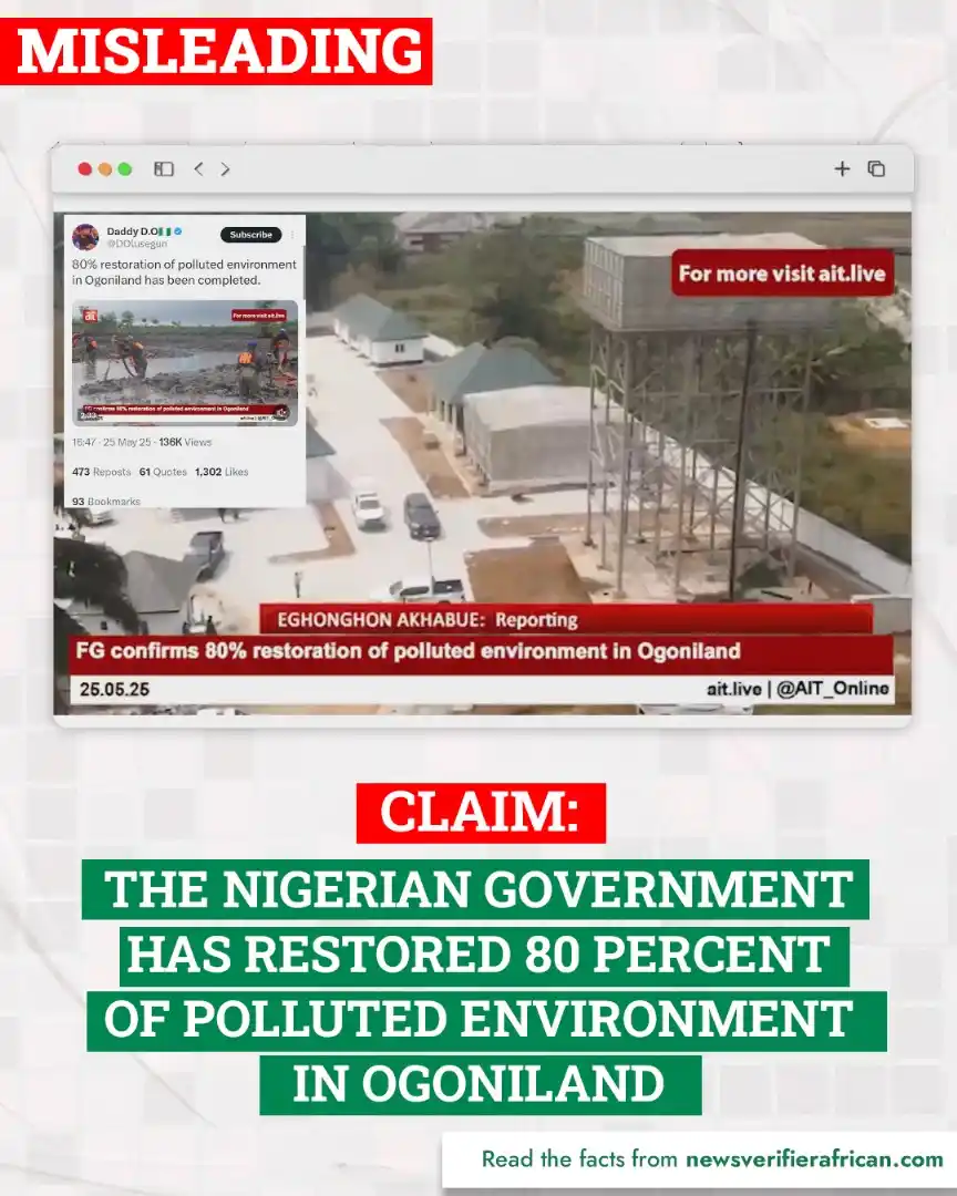 Image from News Verifier Africa: Did the Nigerian government really restore 80% of Ogoniland’s polluted...