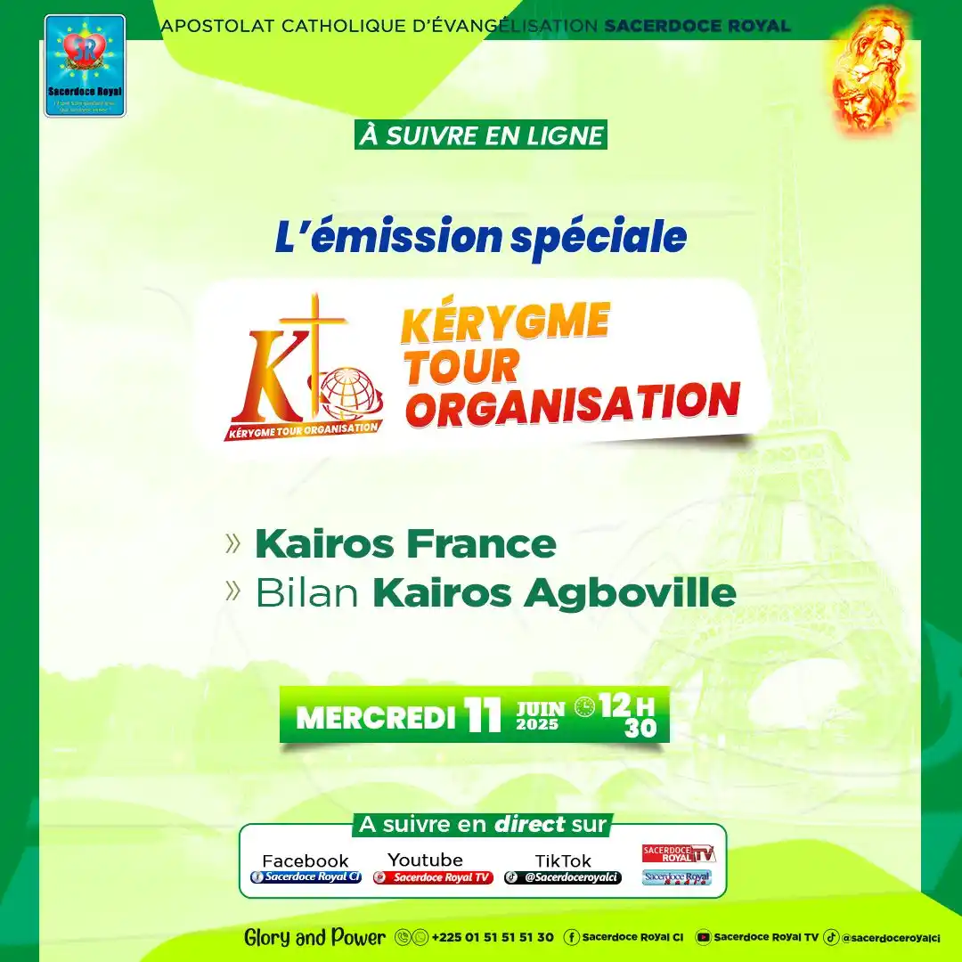 Image from Sacerdoce Royal: 📣 ÉMISSION SPÉCIALE– KÉRYGME TOUR Organisation ! 🗓️ Ce mercredi 11 j...