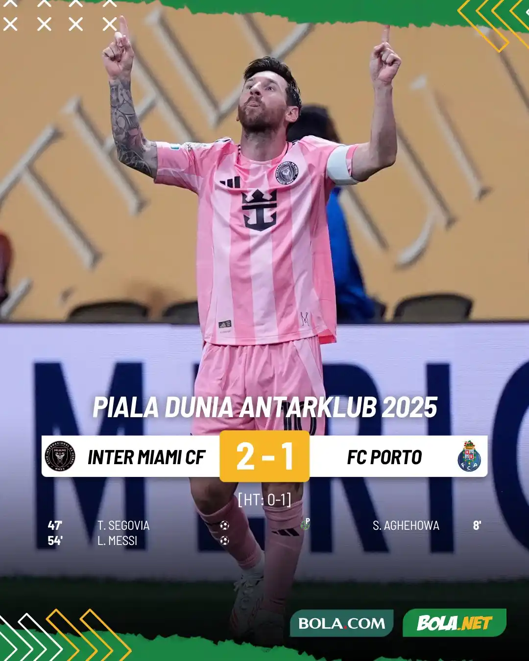 Image from 𝐒𝐋𝐈 | 𝐓𝐈𝐌𝐍𝐀𝐒 𝐃𝐀𝐘 ❗❕: FT: Inter Miami CF 2-1 FC Porto | Poss: 50%-50% | Shots on Target: 5-3...