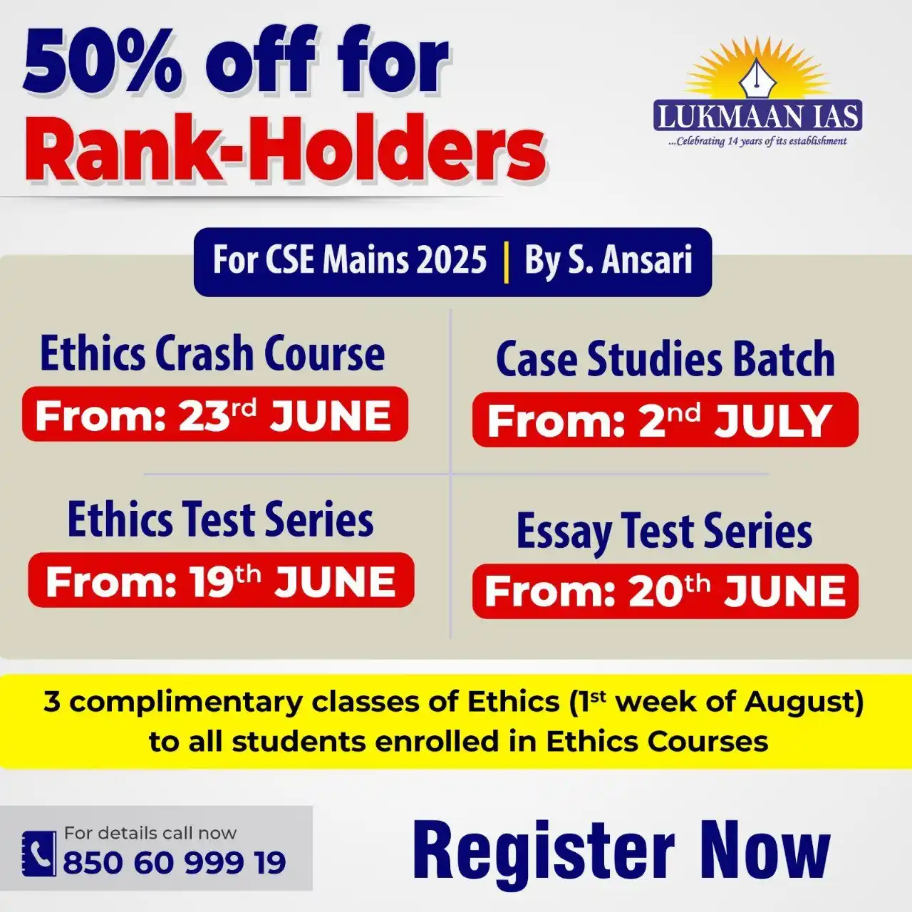 Image from Lukmaan IAS: 🎯 Gear up for CSE Mains 2025 with Lukmaan IAS! 💥 Special 50% OFF fo...