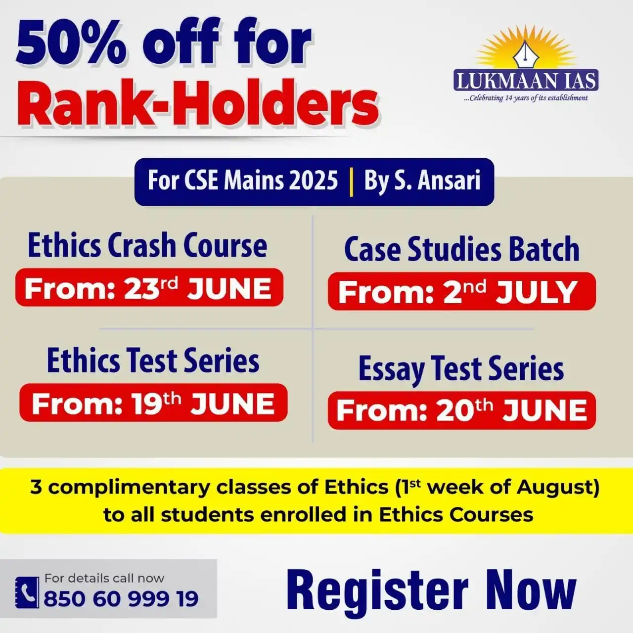 Image from Lukmaan IAS: 🎯 Gear up for CSE Mains 2025 with Lukmaan IAS! 💥 Special 50% OFF fo...