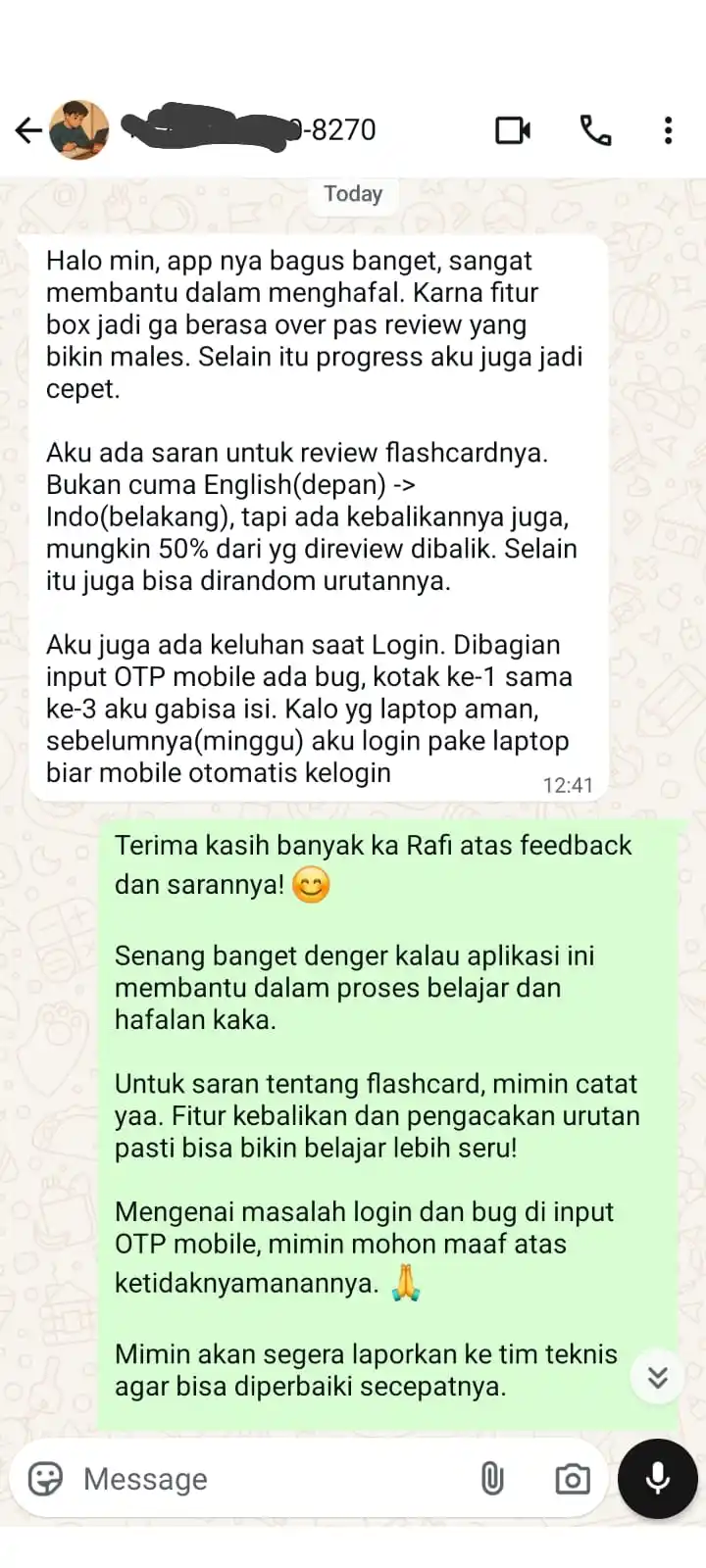 Image from Belajar Bahasa Inggris 🗣️ (WilEnglish): "Halo min, app nya bagus banget, sangat membantu dalam menghafal. Karn...