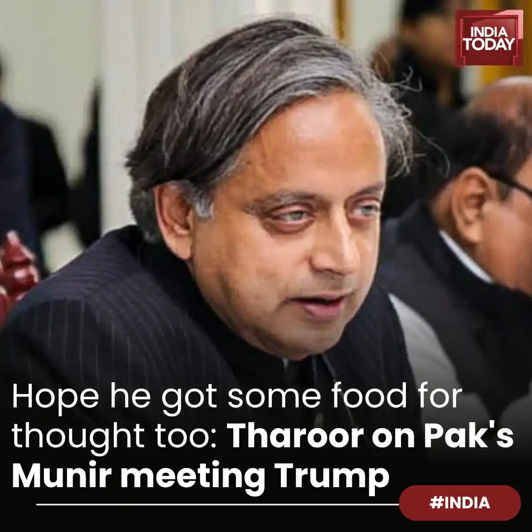 Image from India Today: *In Short* ➡️ Tharoor mocks Pakistani Army chief’s lunch with Donald ...
