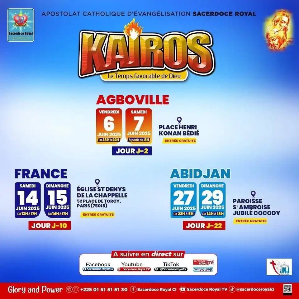 Image from Sacerdoce Royal: ⏳ J-2 avant KAIROS AGBOVILLE ! Dans 2 jours, le rendez-vous prophétiq...