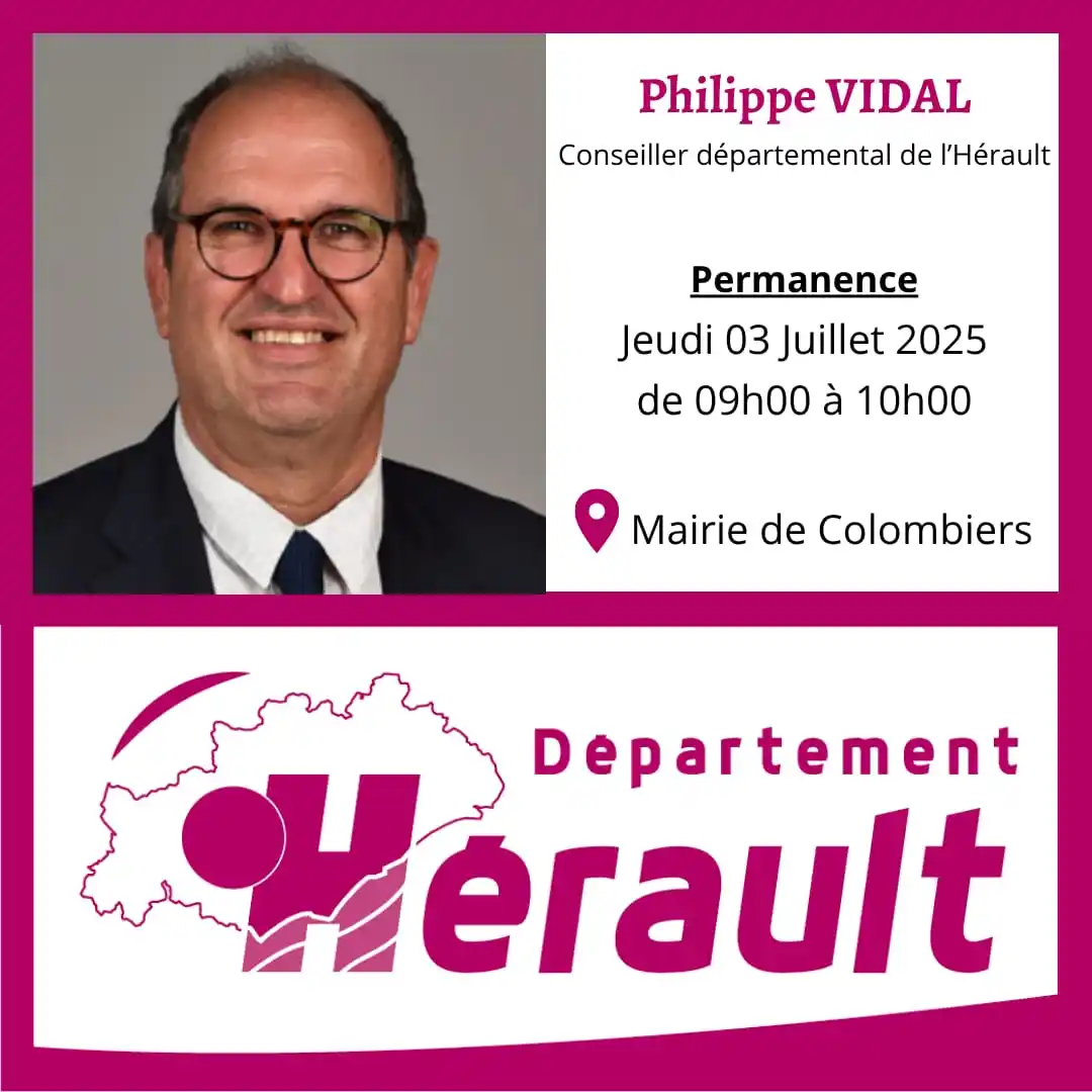 Image from Ville de Colombiers: Permanence 👤  M. Philippe VIDAL, Conseiller départemental de l'Héraul...