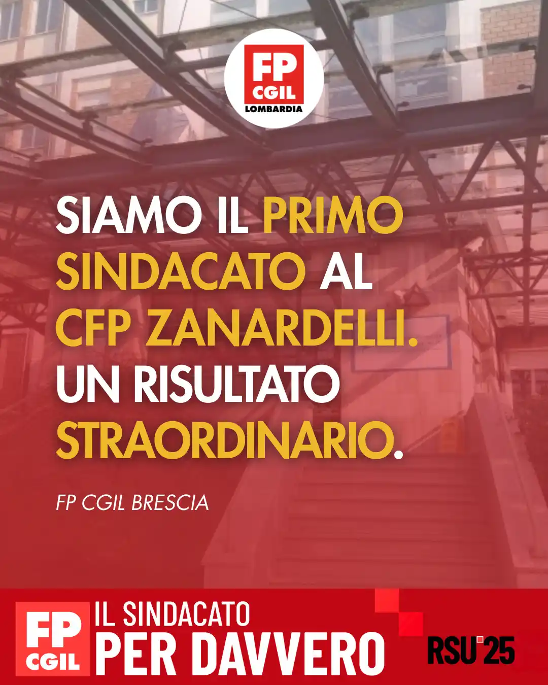 Image from FP CGIL Lombardia: *Rsu 2025 / Al Cfp Zanardelli la Fp Cgil vince e migliora*  _La catego...